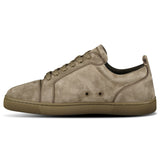 CHRISTIAN LOUBOUTIN LOUIS JUNIOR GROSGRAIN-TRIMMED SUEDE TRAINERS SILEX (BROWN)
