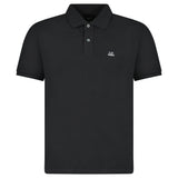 CP COMPANY STRETCH PIQUET SHORT SLEEVE POINT COLLAR POLO BLACK