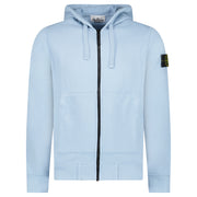 STONE ISLAND ORGANIC COTTON FLEECE HOODIE BLUE