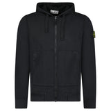 STONE ISLAND ORGANIC COTTON FLEECE HOODIE BLACK