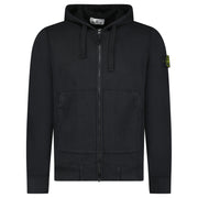 STONE ISLAND ORGANIC COTTON FLEECE HOODIE BLACK