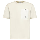 STONE ISLAND LOGO-PATCH POCKET T-SHIRT IVORY