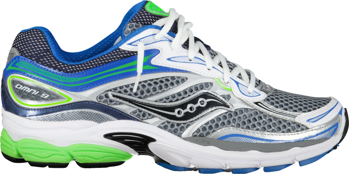 Saucony ProGrid Omni 9 — Silver / Blue / Slime