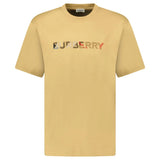 BURBERRY CHECK LOGO EMBROIDERED T-SHIRT BEIGE