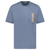BURBERRY 'ELLISON' STRIPE EMBROIDERY T-SHIRT CARBON BLUE