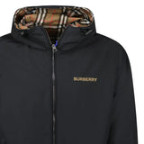 BURBERRY STANFORD ZIP-UP REVERSIBLE CHECK JACKET BLACK