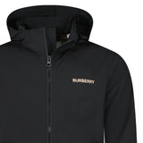 BURBERRY 'HARGRAVE' ZIP-UP LOGO HOODED RAIN JACKET BLACK