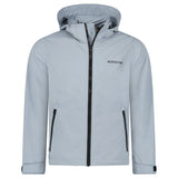 BURBERRY 'HARGRAVE' ZIP-UP LOGO HOODED RAIN JACKET GALE GREY