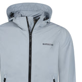 BURBERRY 'HARGRAVE' ZIP-UP LOGO HOODED RAIN JACKET GALE GREY