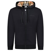 BURBERRY HOVE CHECK HOOD EMBROIDERY LOGO HOODIE BLACK
