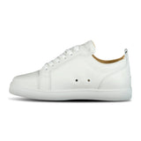 CHRISTIAN LOUBOUTIN LOUIS JUNIOR FLAT WHITE LEATHER TRAINERS