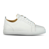 CHRISTIAN LOUBOUTIN LOUIS JUNIOR FLAT WHITE LEATHER TRAINERS