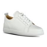 CHRISTIAN LOUBOUTIN LOUIS JUNIOR FLAT WHITE LEATHER TRAINERS