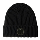 CP COMPANY EXTRA FINE MERINO WOOL LENS BEANIE BLACK