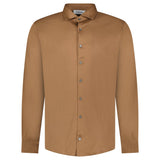 GRAN SASSO MERCERIZED COTTON JERSEY SHIRT IN BROWN