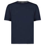 GRAN SASSO PURE COTTON T-SHIRT IN NAVY / LIGHT GREY