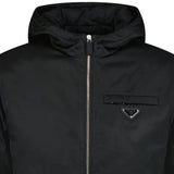 PRADA TRIANGLE LOGO PADDED ZIP RE-NYLON JACKET BLACK