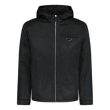PRADA TRIANGLE LOGO PADDED ZIP RE-NYLON JACKET BLACK