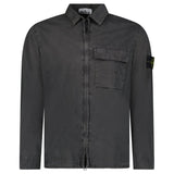 STONE ISLAND BRUSHED ORGANIC COTTON CANVAS ‘OLD’ EFFECT OVERSHIRT IN CHARCOAL GREY