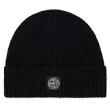 STONE ISLAND LOGO PATCH BEANIE BLACK