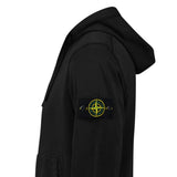 STONE ISLAND ORGANIC COTTON FLEECE HOODIE IN BLACK