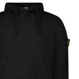 STONE ISLAND ORGANIC COTTON FLEECE HOODIE IN BLACK