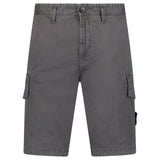 STONE ISLAND ORGANIC COTTON STRETCH BROKEN TWILL 'OLD' EFFECT CARGO SHORTS IN CHARCOAL GREY