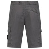 STONE ISLAND ORGANIC COTTON STRETCH BROKEN TWILL 'OLD' EFFECT CARGO SHORTS IN CHARCOAL GREY