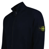 STONE ISLAND RIBBED SOFT ORGANIC COTTON ZIP-UP JUMPER IN NAVY