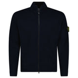 STONE ISLAND RIBBED SOFT ORGANIC COTTON ZIP-UP JUMPER IN NAVY