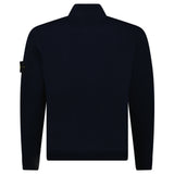 STONE ISLAND RIBBED SOFT ORGANIC COTTON ZIP-UP JUMPER IN NAVY