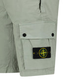 STONE ISLAND STRETCH ORGANIC COTTON TWILL CARGO BERMUDA SHORTS IN SAGE GREEN