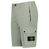 STONE ISLAND STRETCH ORGANIC COTTON TWILL CARGO BERMUDA SHORTS IN SAGE GREEN