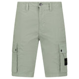 STONE ISLAND STRETCH ORGANIC COTTON TWILL CARGO BERMUDA SHORTS IN SAGE GREEN