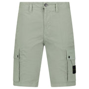 STONE ISLAND STRETCH ORGANIC COTTON TWILL CARGO BERMUDA SHORTS IN SAGE GREEN