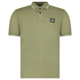 STONE ISLAND STRIPE COLLAR POLO T-SHIRT SLIM FIT MILITARY GREEN