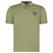 STONE ISLAND STRIPE COLLAR POLO T-SHIRT SLIM FIT MILITARY GREEN