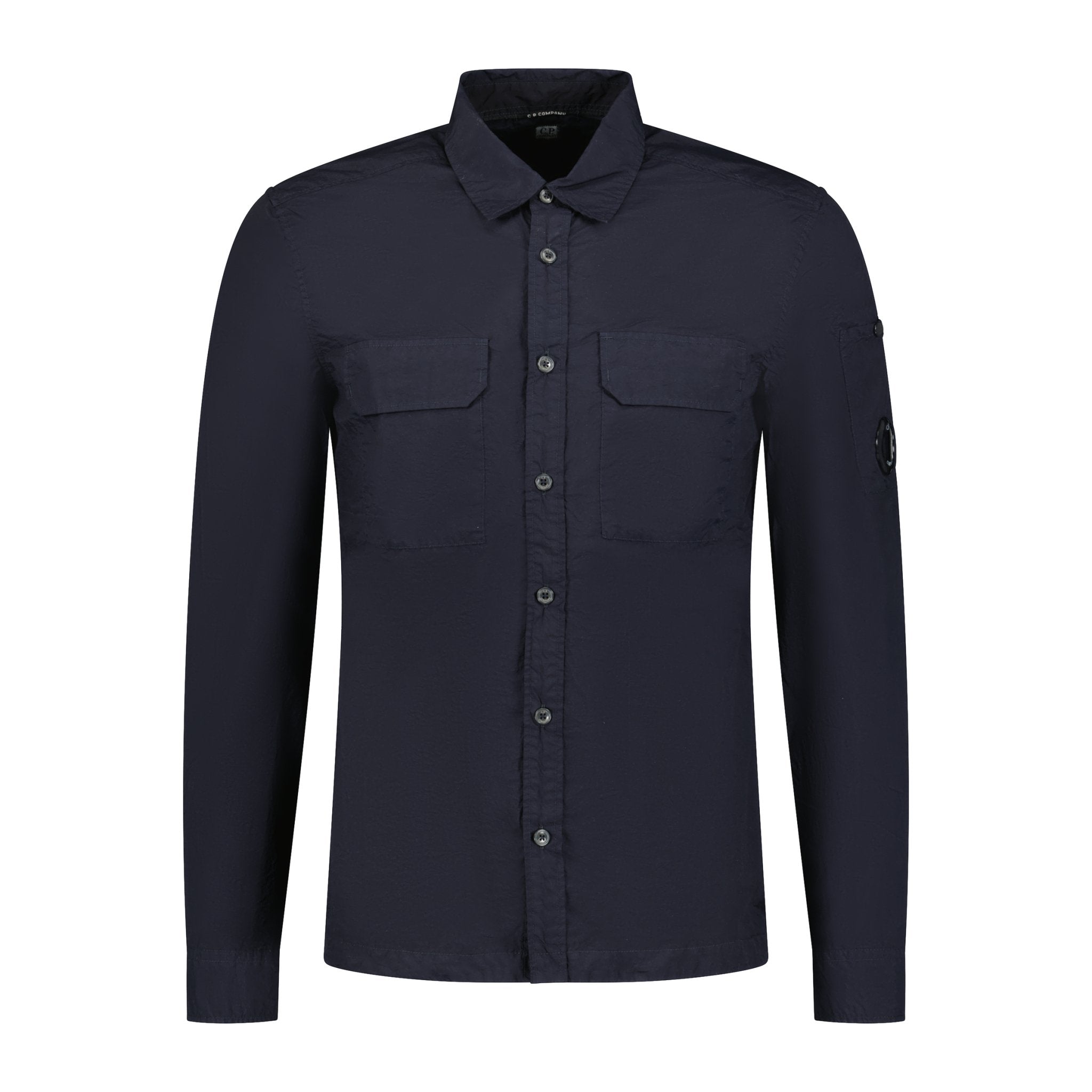 CP Company Chrome Lens Button-Up Overshirt Jacket Navy - Boinclo ltd