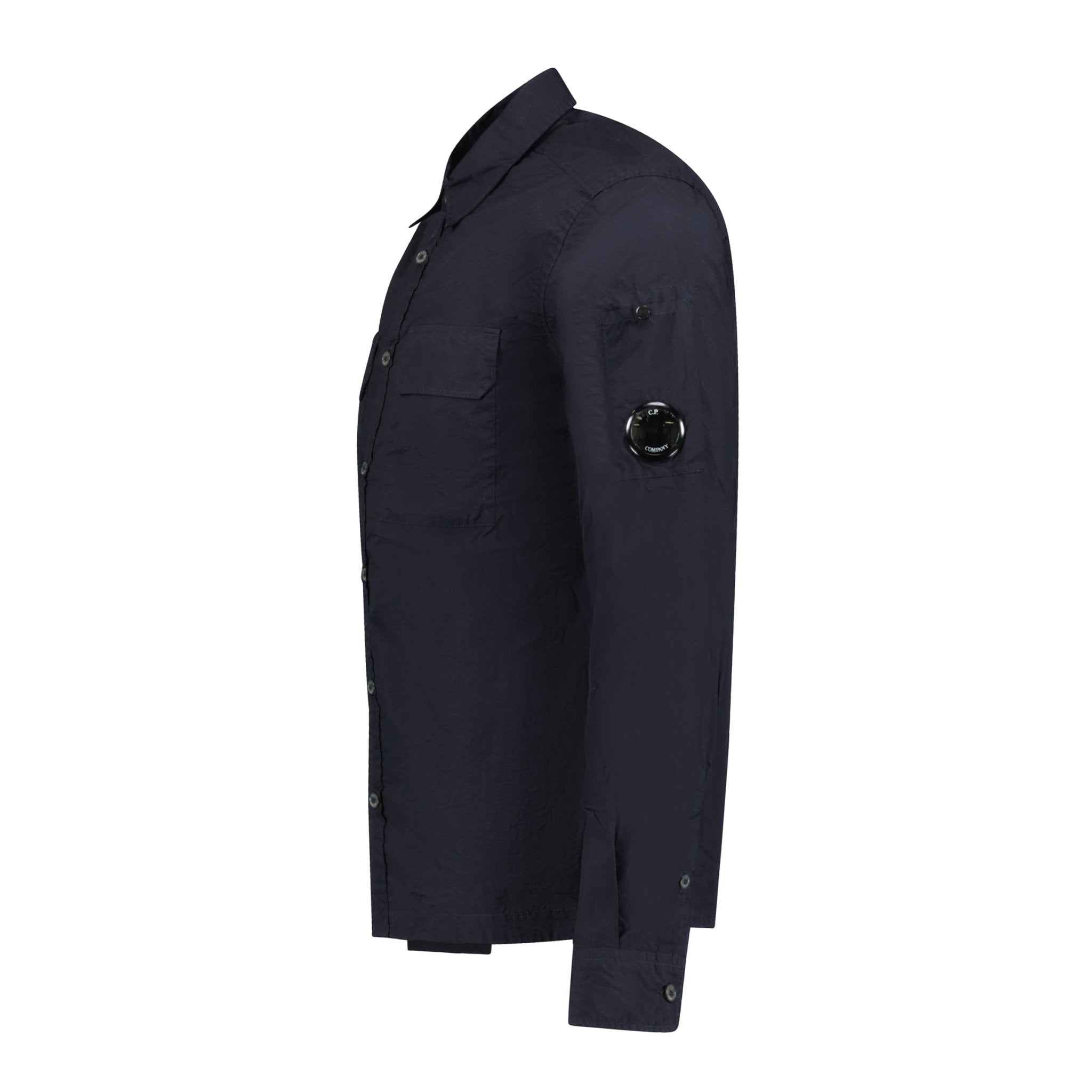 CP Company Chrome Lens Button-Up Overshirt Jacket Navy - Boinclo ltd