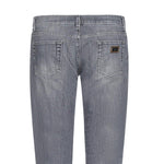 Dolce & Gabbana 'Milano' Metal Plaque Skinny Light Grey Jeans - Boinclo ltd