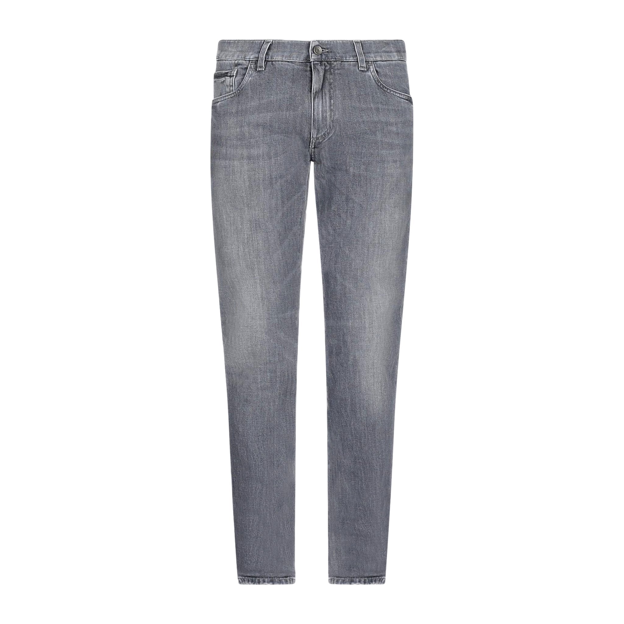 Dolce & Gabbana 'Milano' Metal Plaque Skinny Light Grey Jeans - Boinclo ltd