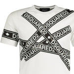 DSquared2 Black Tape Logo T-Shirt White - Boinclo ltd