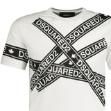 DSquared2 Black Tape Logo T-Shirt White - Boinclo ltd
