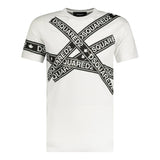 DSquared2 Black Tape Logo T-Shirt White - Boinclo ltd