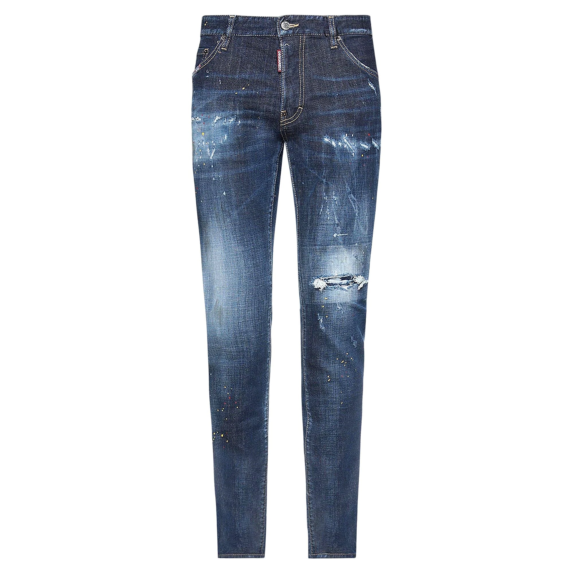 DSquared2 'Cool Guy' Yellow & Red Paint Slim Fit Jeans - Boinclo ltd