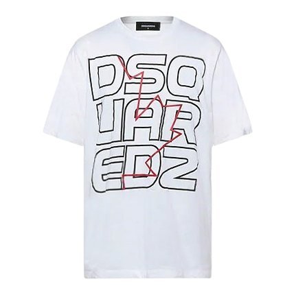 DSquared2 Red Line Print T-shirt White - Boinclo ltd