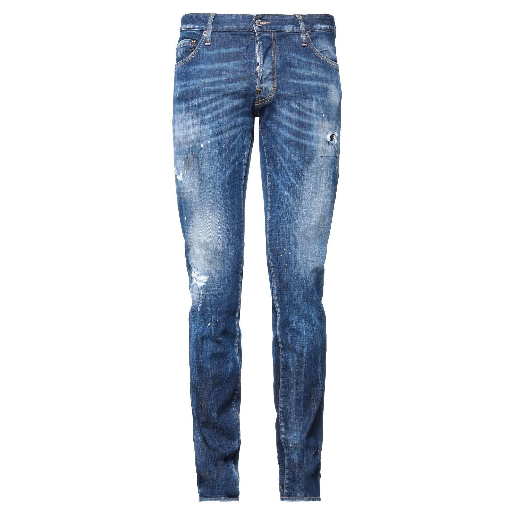 DSquared2 'Slim Jean' Paint Splatter Jeans Dark Blue - Boinclo ltd