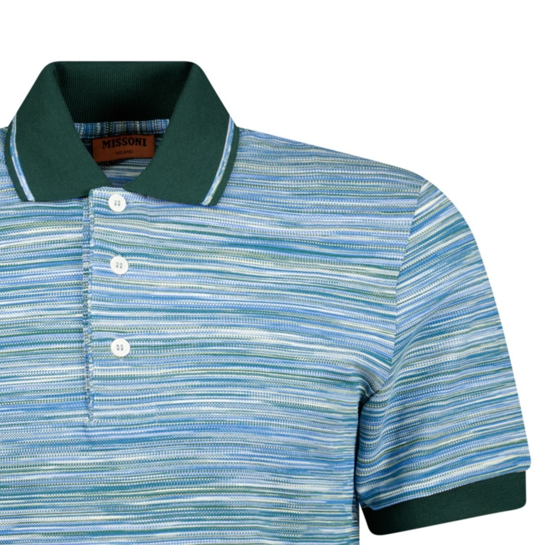 Missoni 3 Button Up Short Sleeve Polo Shirt Blue & Green - Boinclo ltd