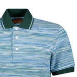 Missoni 3 Button Up Short Sleeve Polo Shirt Blue & Green - Boinclo ltd