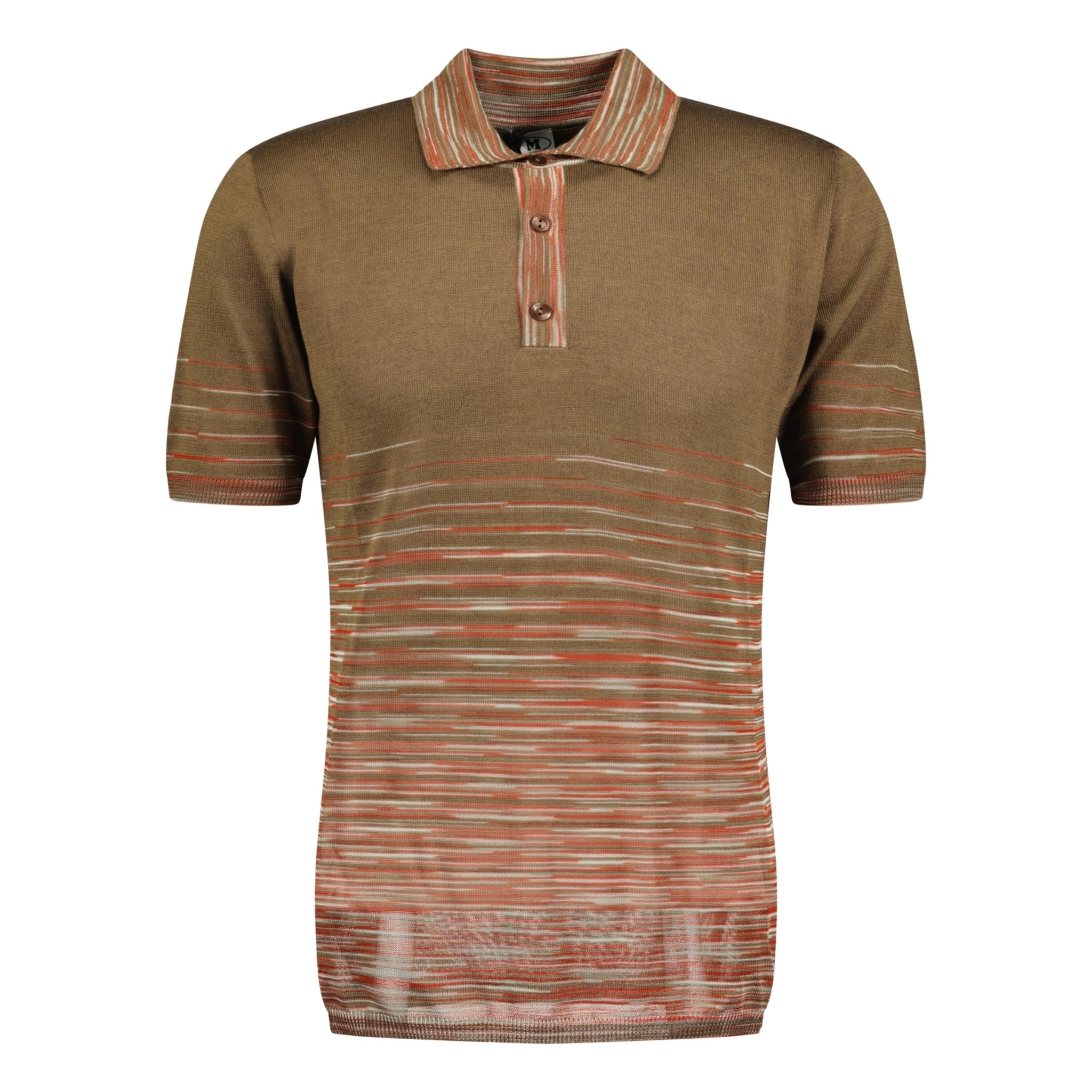 Missoni 3 Button Up Short Sleeve Polo Shirt Brown - Boinclo ltd